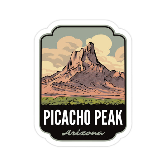 A sticker of Picacho Peak Arizona