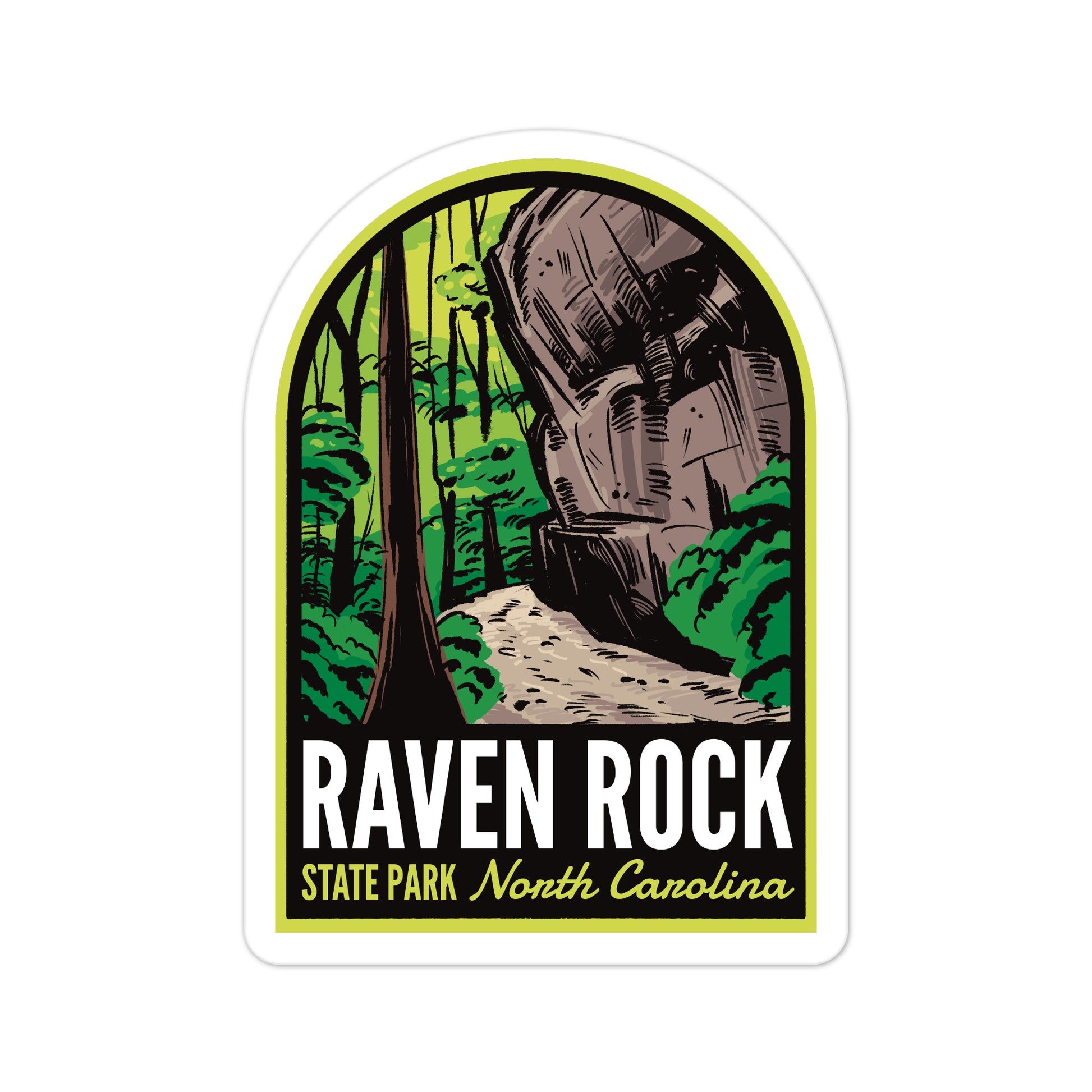 A sticker of Raven Rock State Park, North Carolina